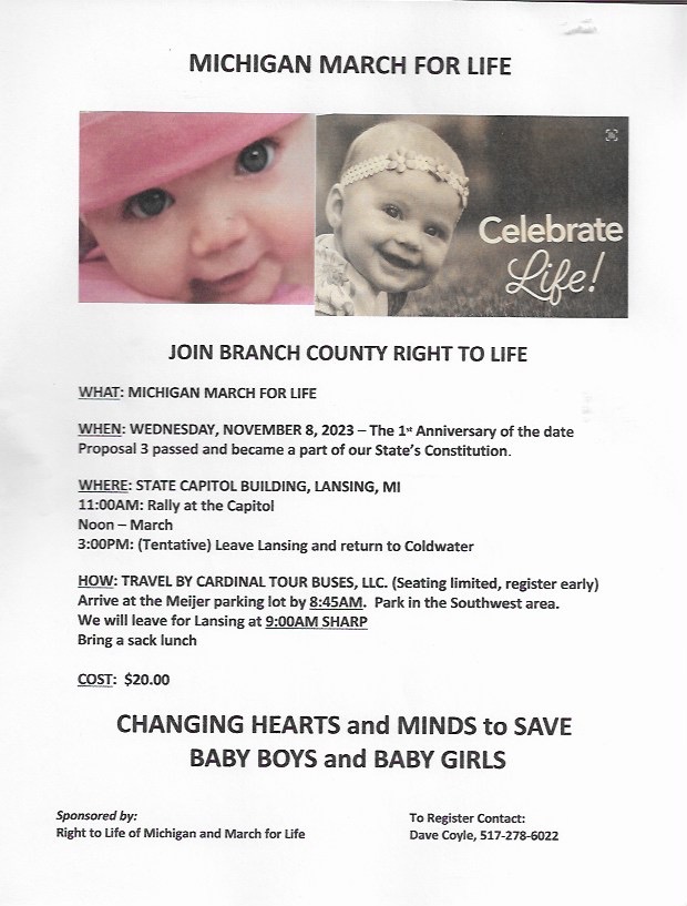 Michigan March for Life flyer.